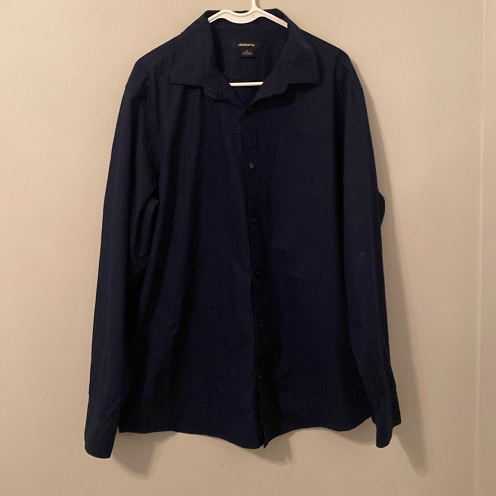 Claiborne Navy Button Down Collared Longsleeve Shirt [Size: XL]